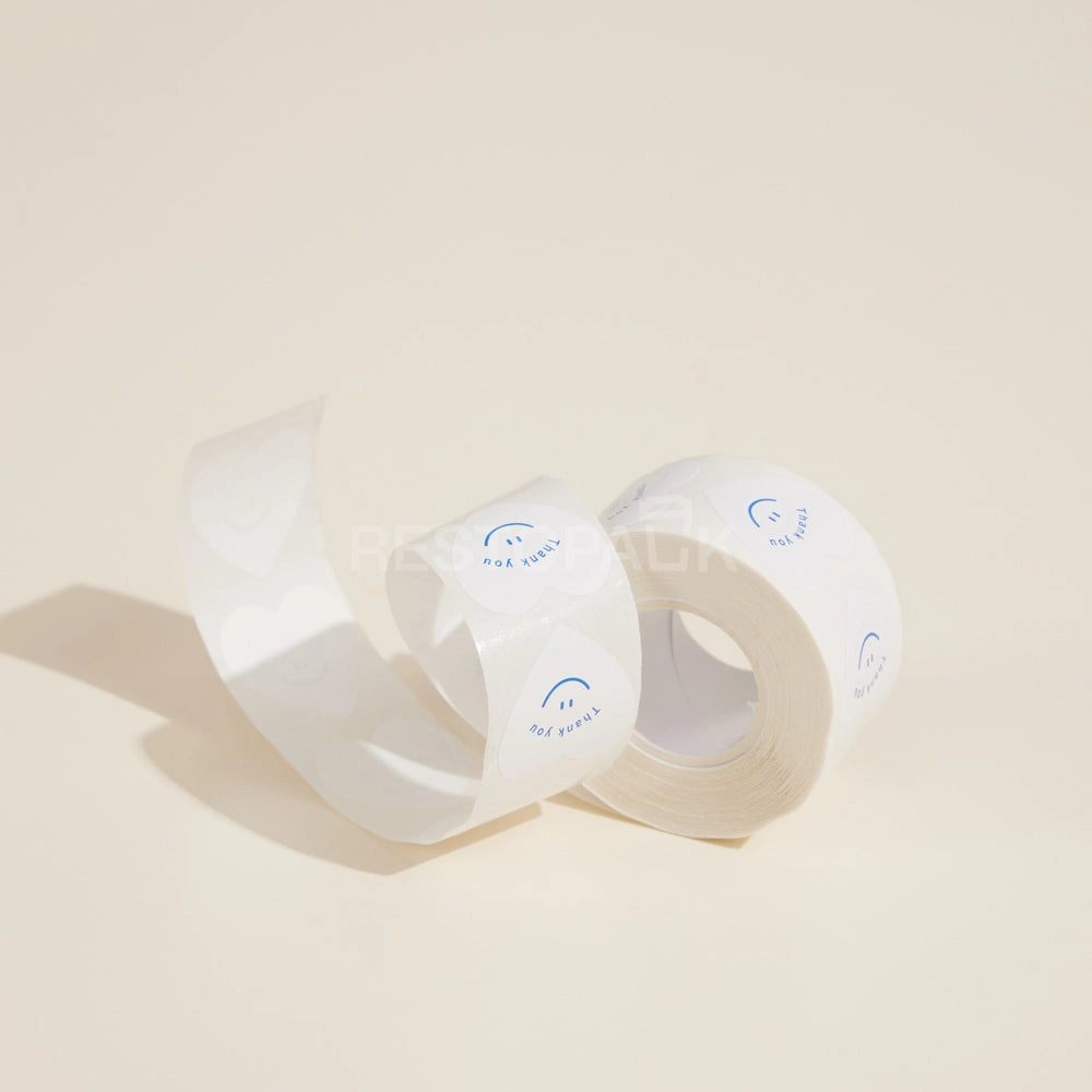 Heart Shaped Thank You Seal Sticker Roll - 500/Roll