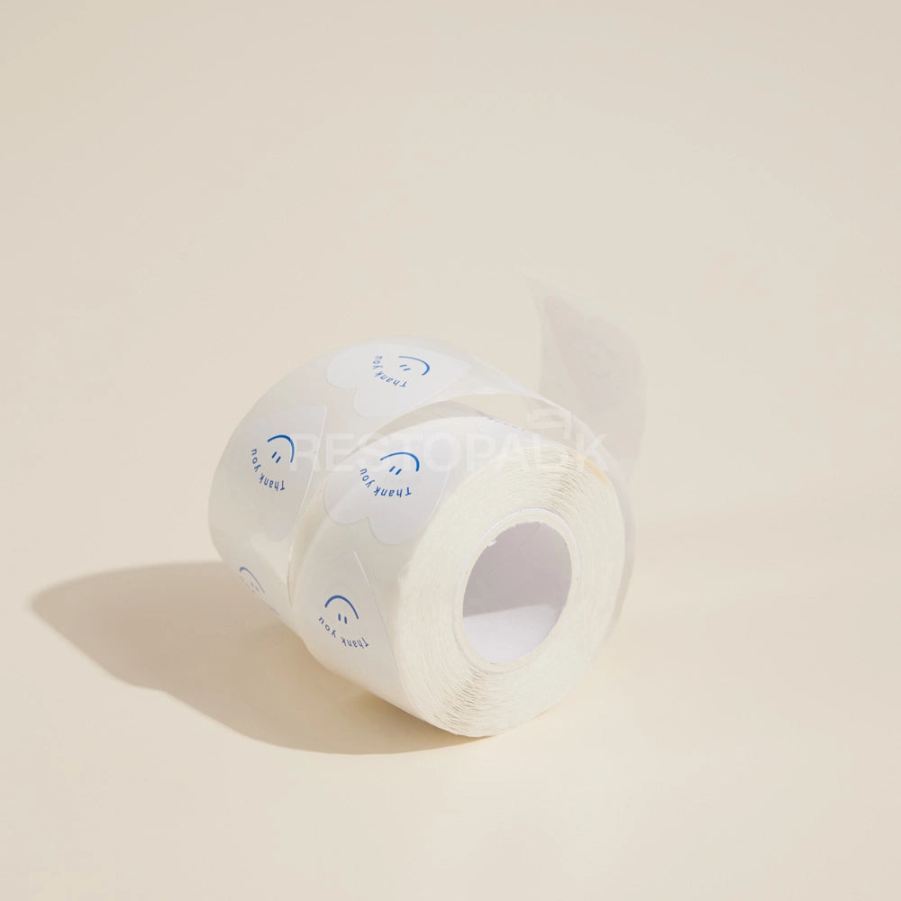 Heart Shaped Thank You Seal Sticker Roll - 500/Roll