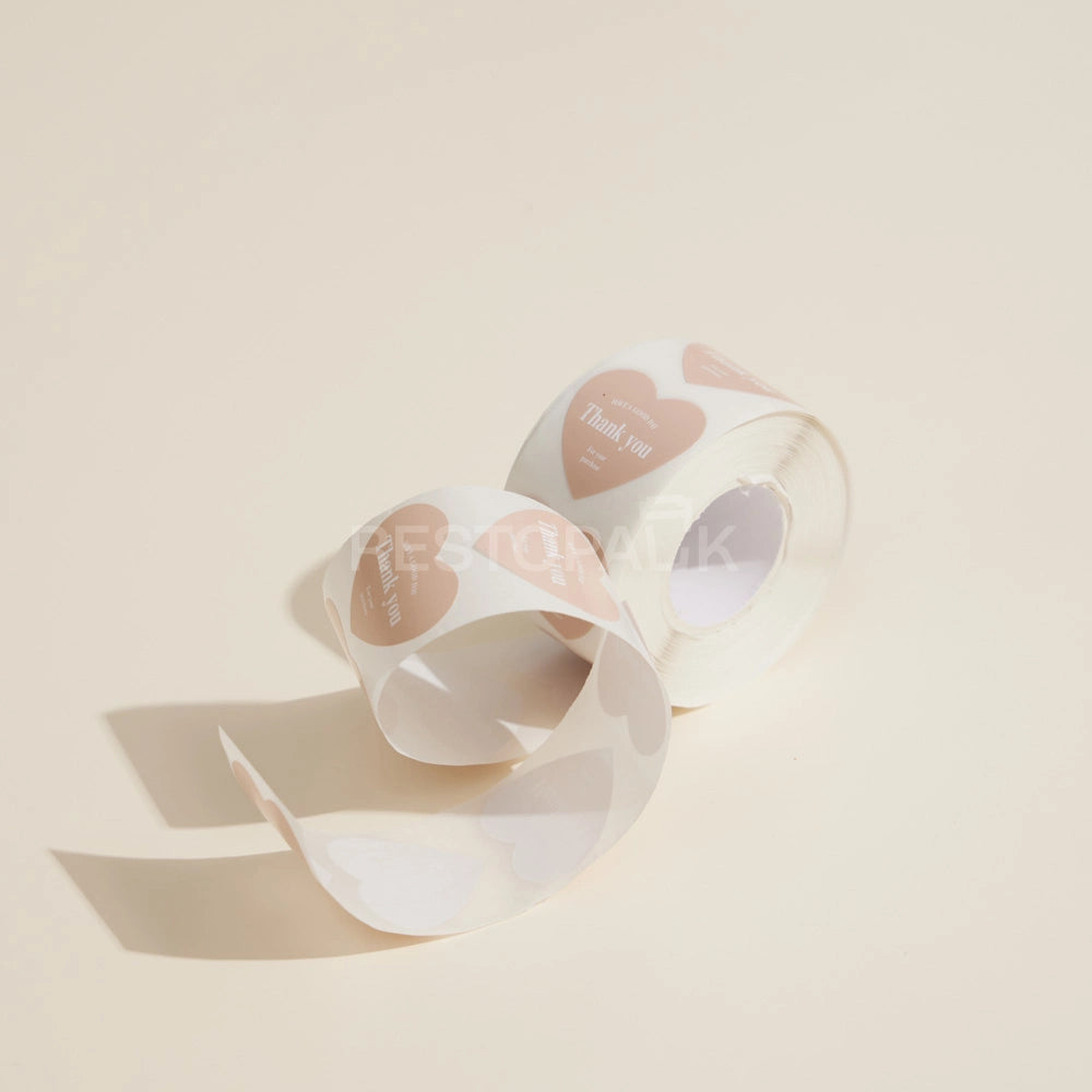 Heart Shaped Thank You Seal Sticker Roll - 500/Roll