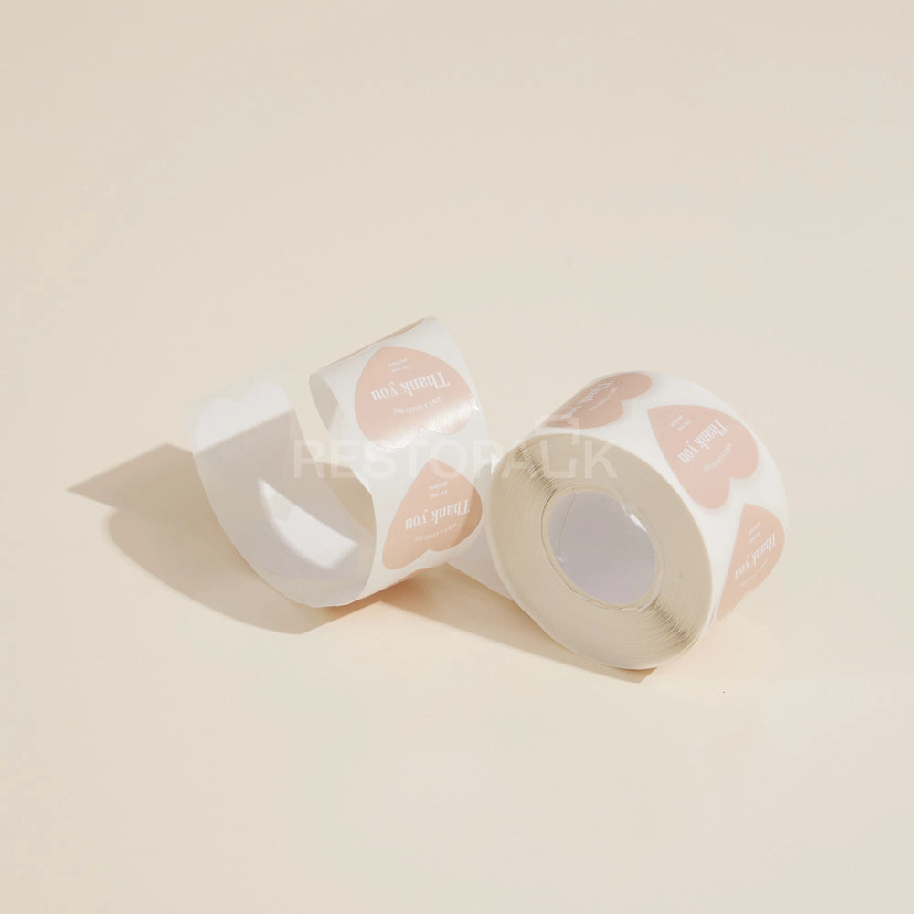 Heart Shaped Thank You Seal Sticker Roll - 500/Roll
