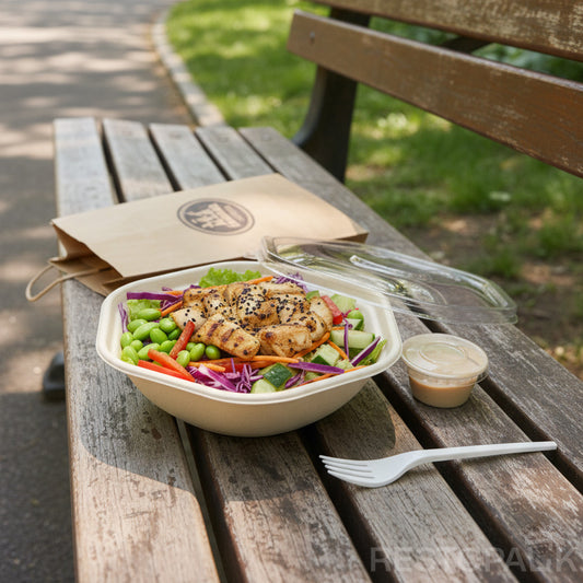 54 oz Hexagonal Bagasse Bowl – Compostable Bagasse Food Container