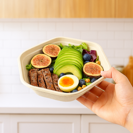 Hexagonal Bagasse Bowl – Compostable Bagasse Food Container