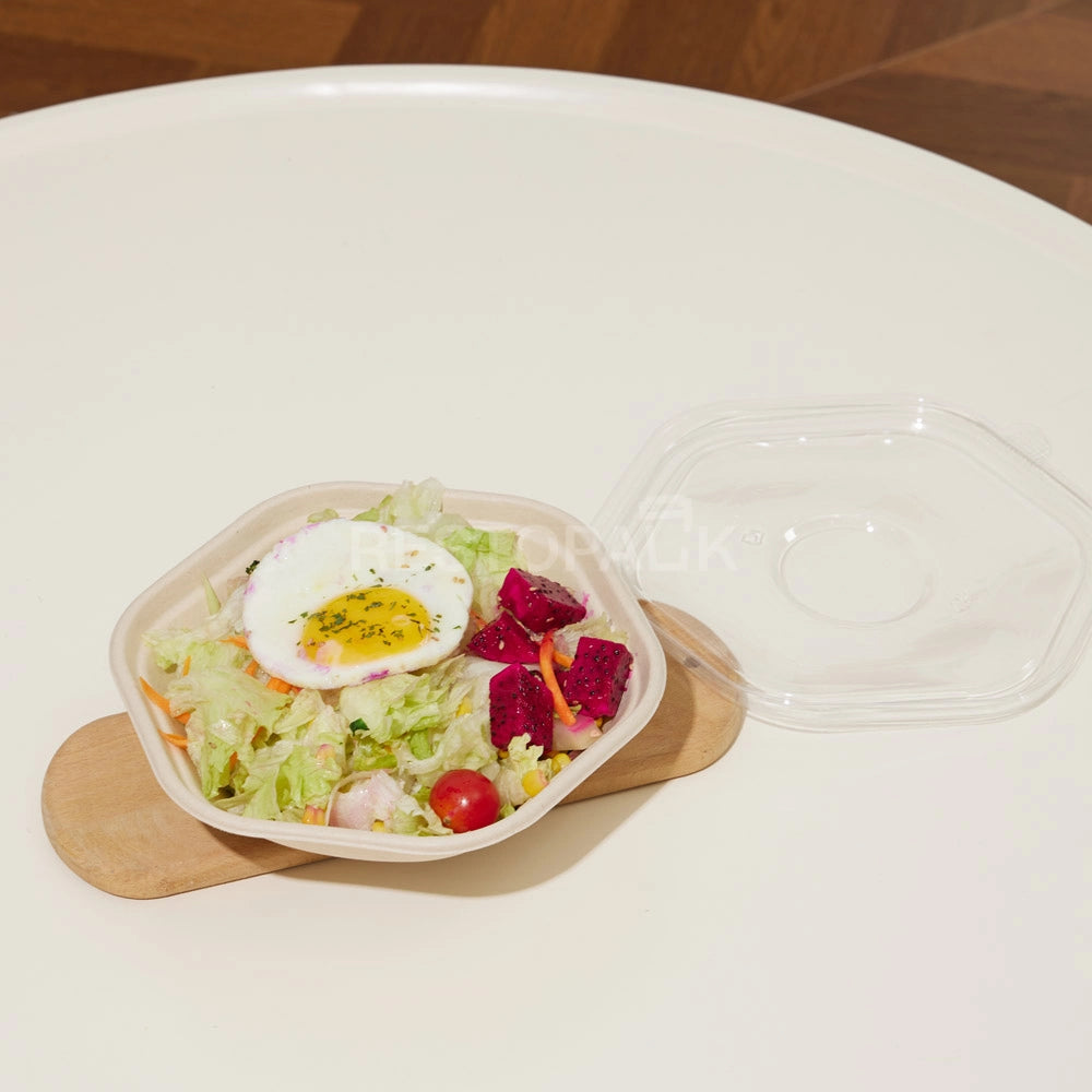 54 oz Hexagonal Bagasse Bowl – Compostable Bagasse Food Container