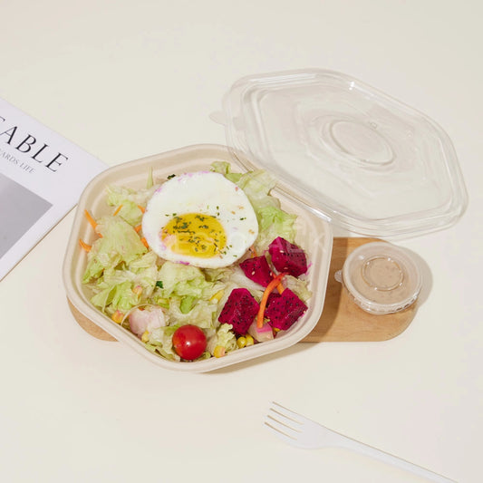 54 oz Hexagonal Bagasse Bowl – Compostable Bagasse Food Container