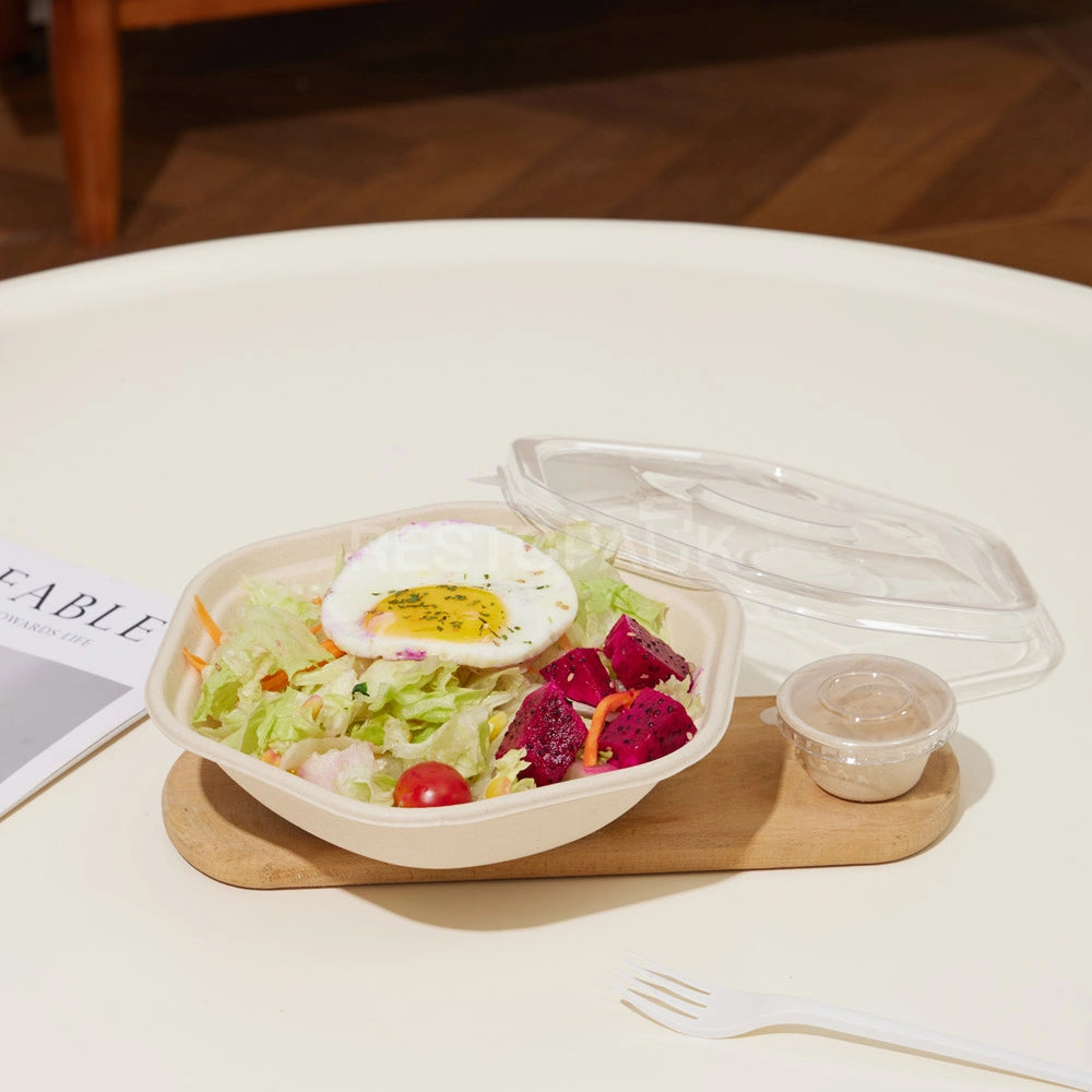 54 oz Hexagonal Bagasse Bowl – Compostable Bagasse Food Container