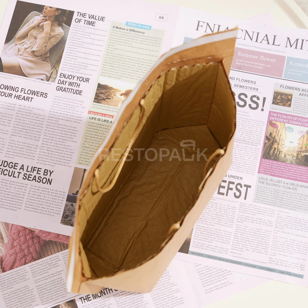 Kraft Paper Bubble Lined Takeaway Bag with Tear-Open Handle