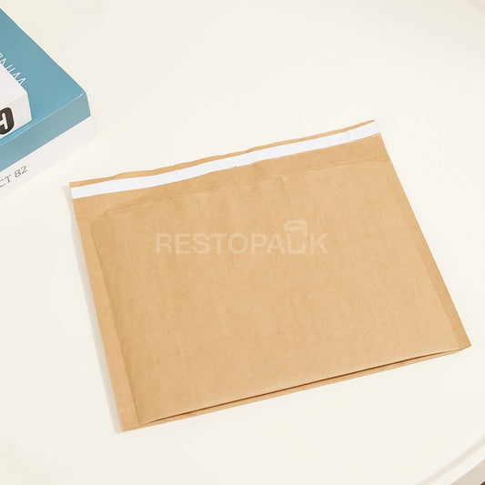 Kraft Paper Bubble Lined Takeaway Bag with Tear-Open Handle