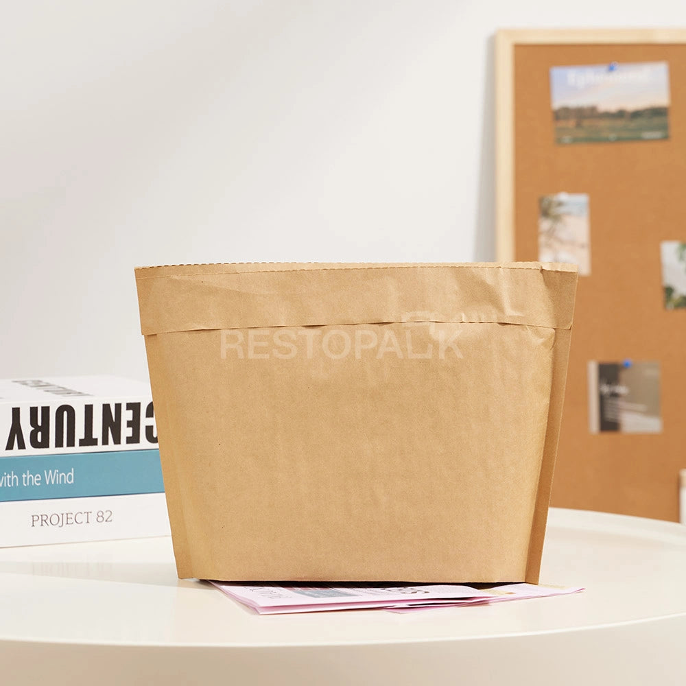 Kraft Paper Bubble Lined Takeaway Bag with Tear-Open Handle