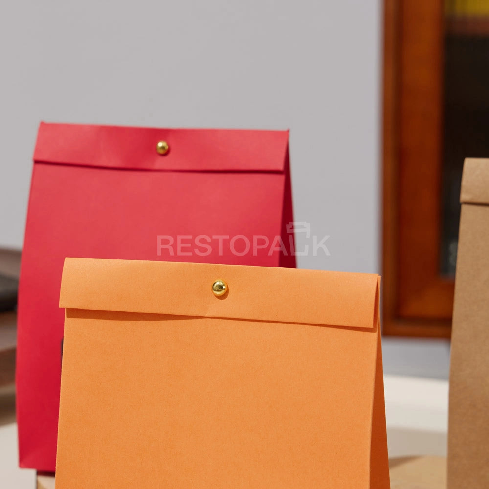 Kraft Paper Window Bags with Customizable Header Card and Snap Closure