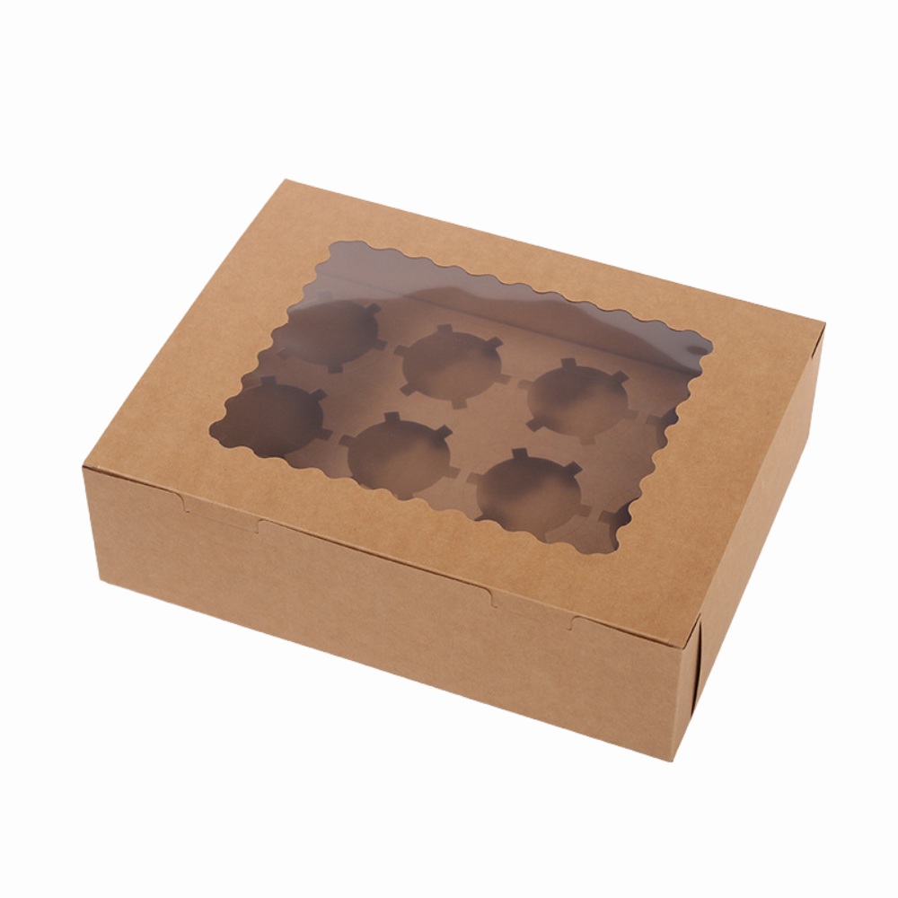 Kraft Window Cupcake / Muffin Box with 12 Slot Insert