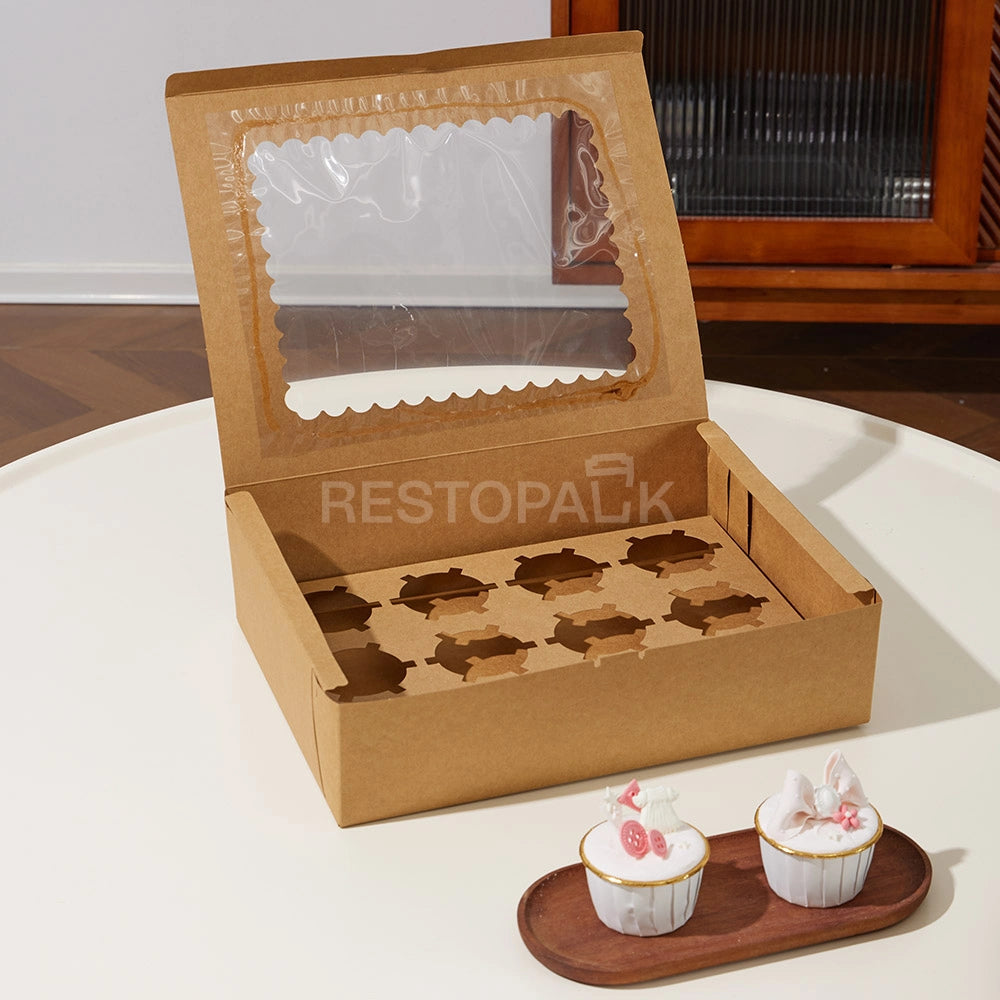 Kraft Window Cupcake / Muffin Box with 12 Slot Insert
