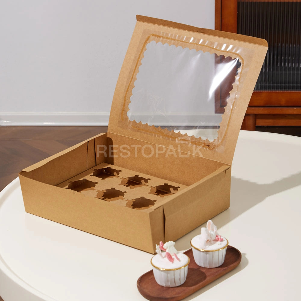 Kraft Window Cupcake / Muffin Box with 12 Slot Insert