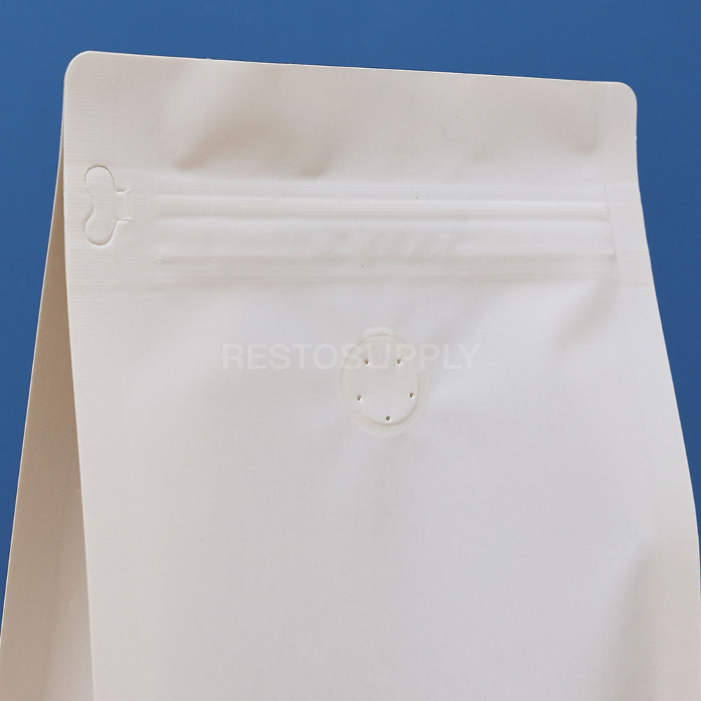 Compostable Flat Bottom Coffee Bags with Zipper and Label Area