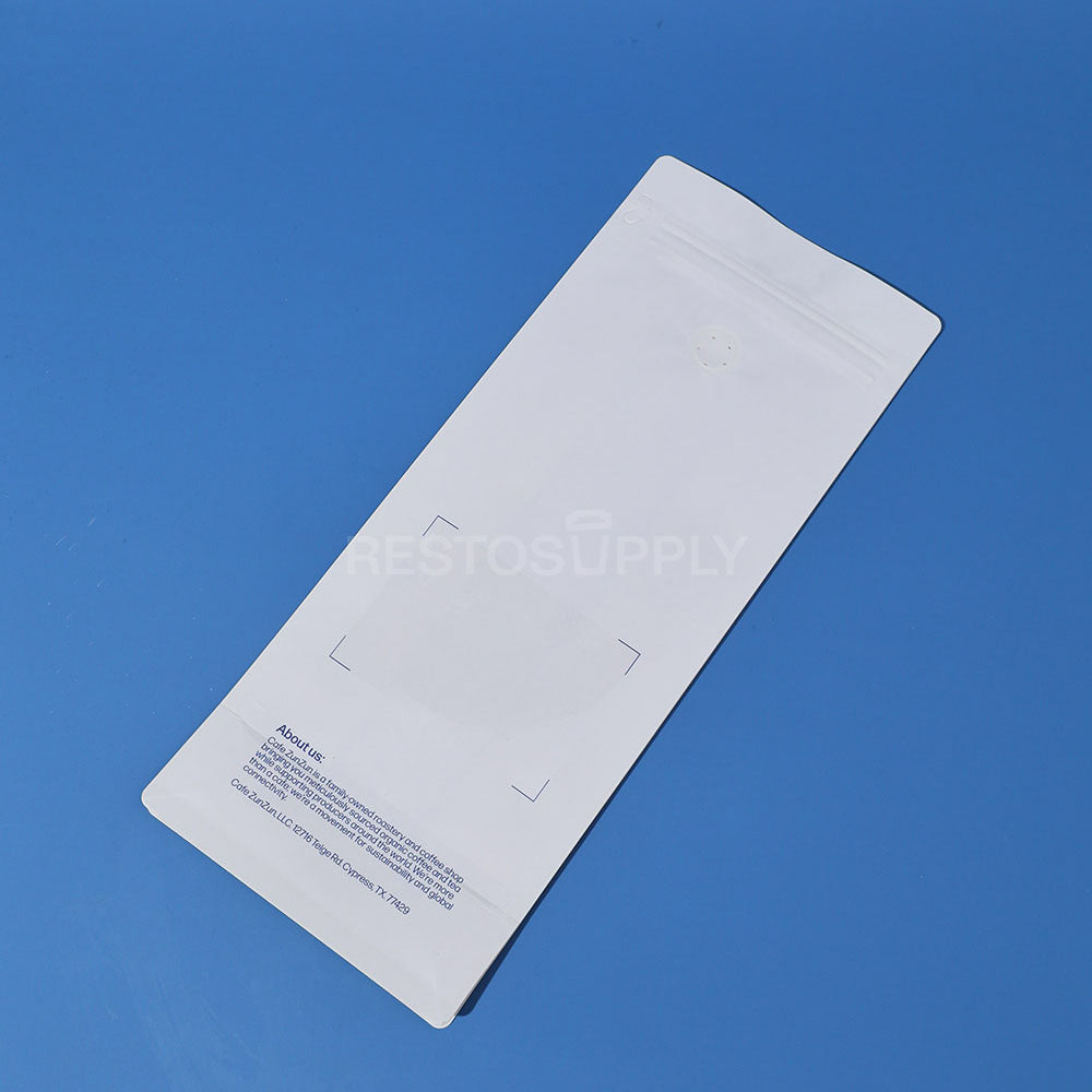 Compostable Flat Bottom Coffee Bags with Zipper and Label Area