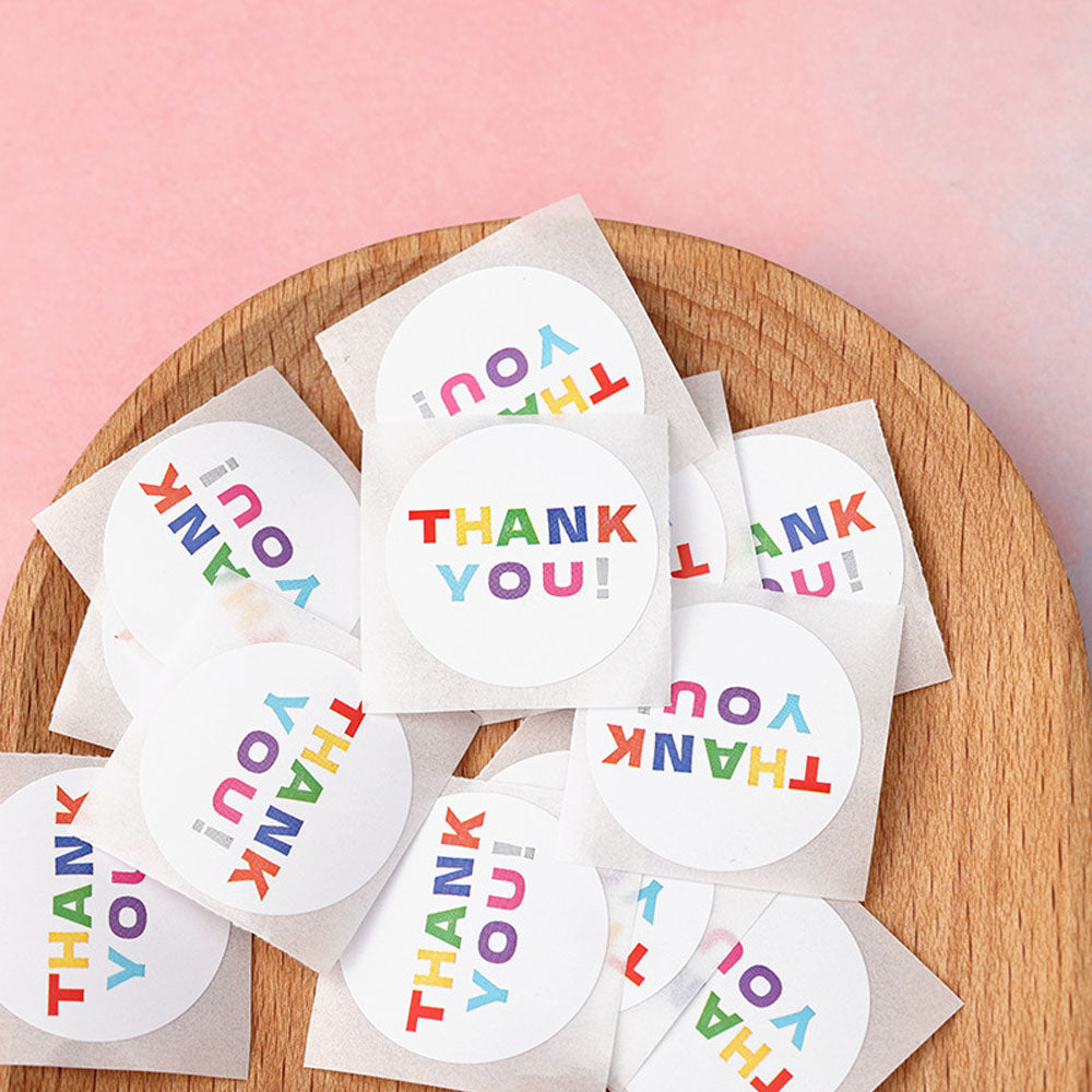 Rainbow Color Thank You Round Seal Sticker Roll - 500/Roll