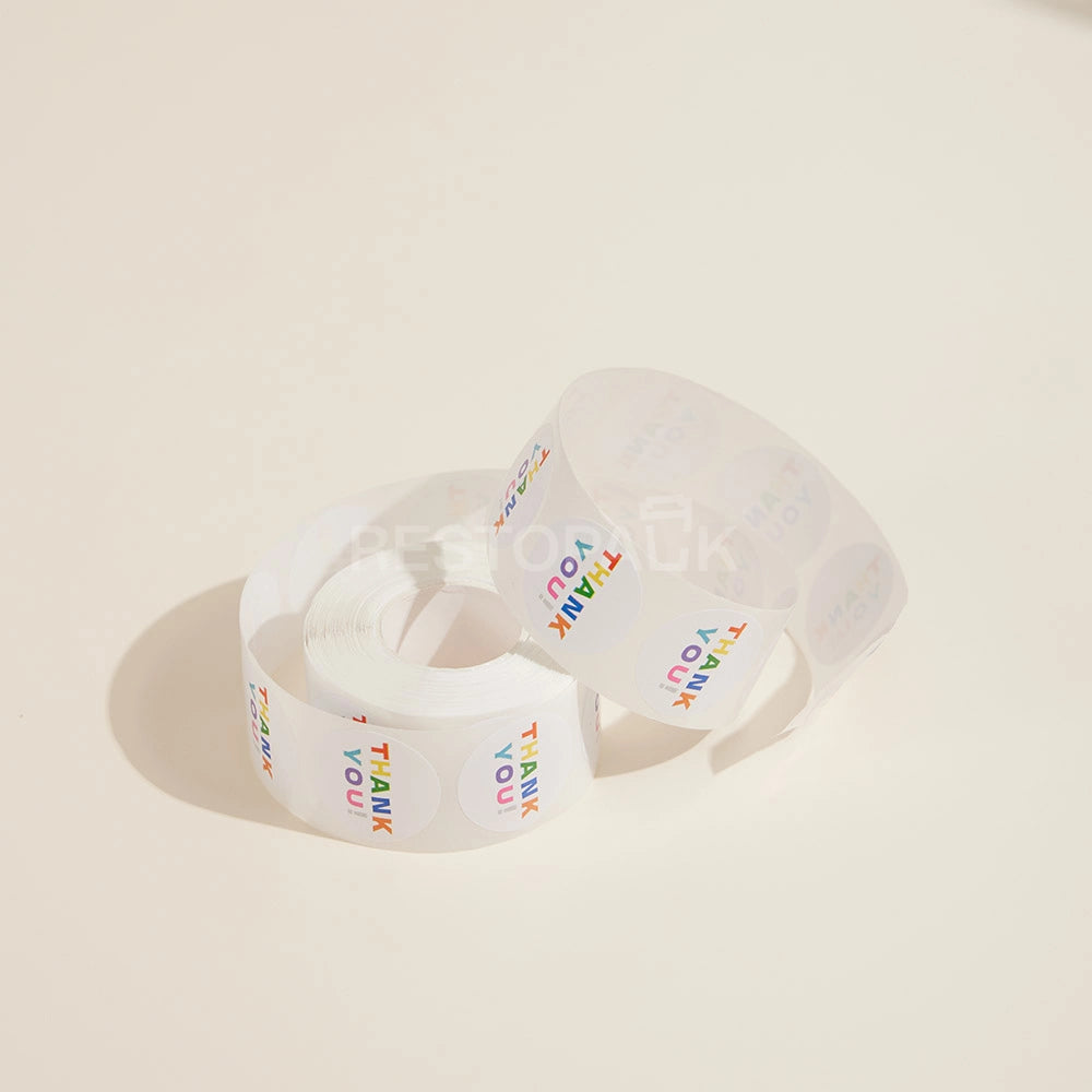 Rainbow Color Thank You Round Seal Sticker Roll - 500/Roll