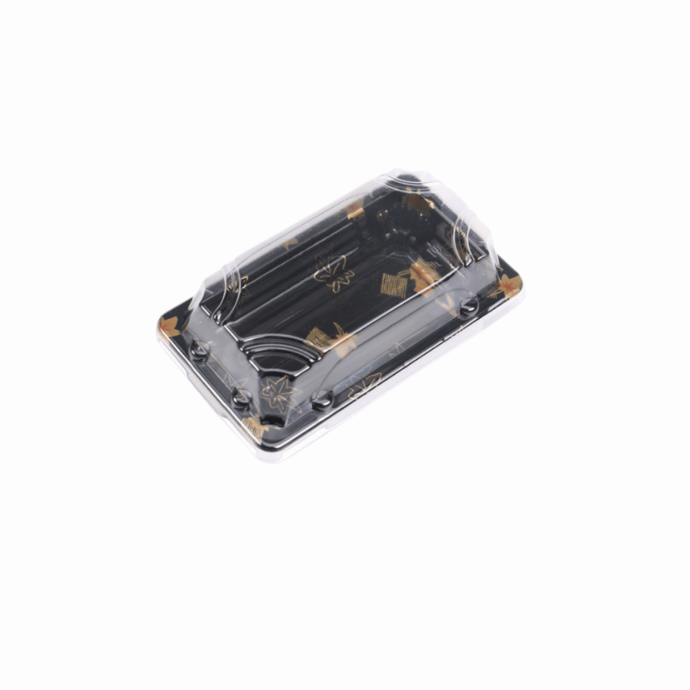 5 1/2" × 3 3/16" Clear Lid Plastic Sushi Trays with Printed Base