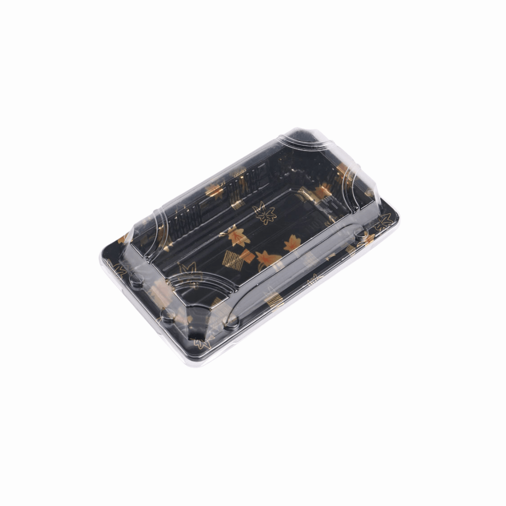 6 5/16" × 3 9/16" Clear Lid Plastic Sushi Trays with Printed Base