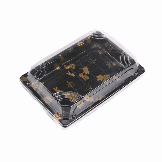 7 3/16" × 5" Clear Lid Plastic Sushi Trays with Printed Base