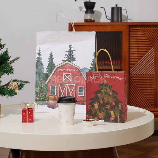 Small Custom Kraft Christmas Tree Gift Paper Bag