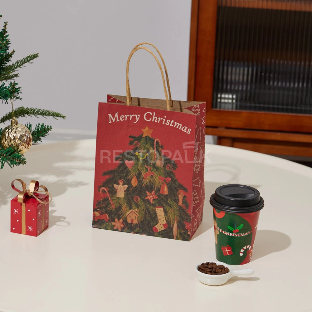 Small Custom Kraft Christmas Tree Gift Paper Bag