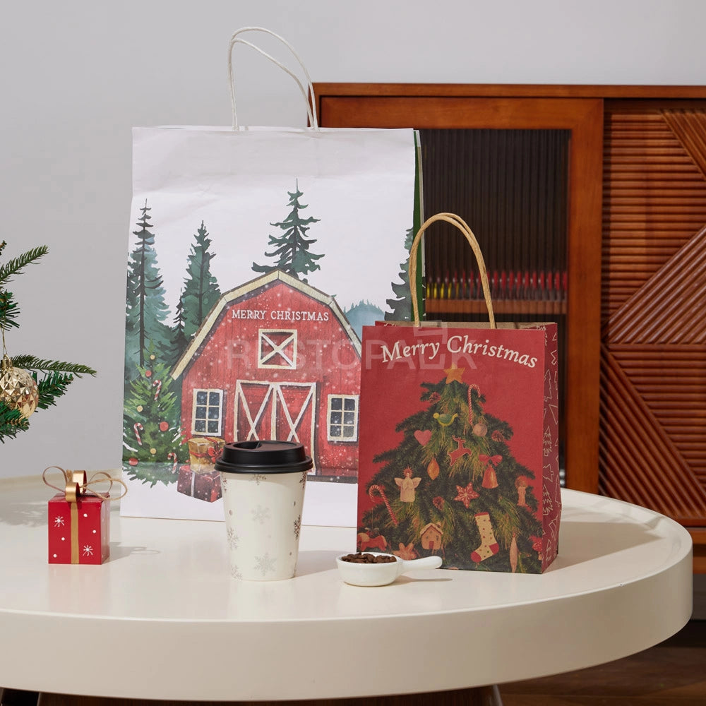 Small Custom Kraft Christmas Tree Gift Paper Bag