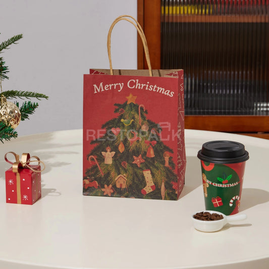 Small Custom Kraft Christmas Tree Gift Paper Bag