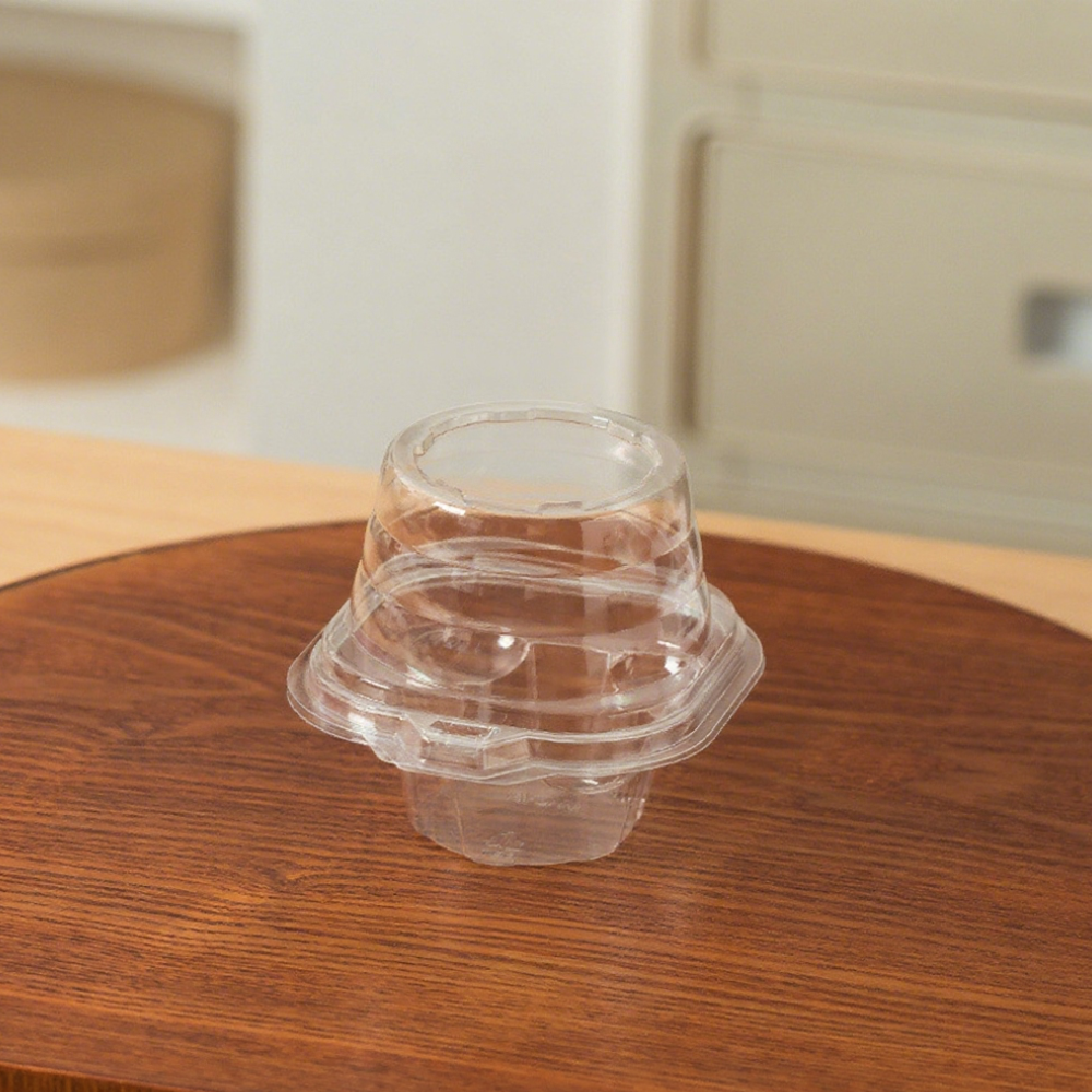 Swirl Dome 1 Compartment Hinged Clear Cupcake Container