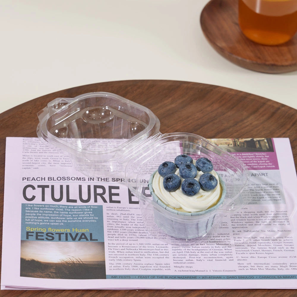 Swirl Dome 1 Compartment Hinged Clear Cupcake Container