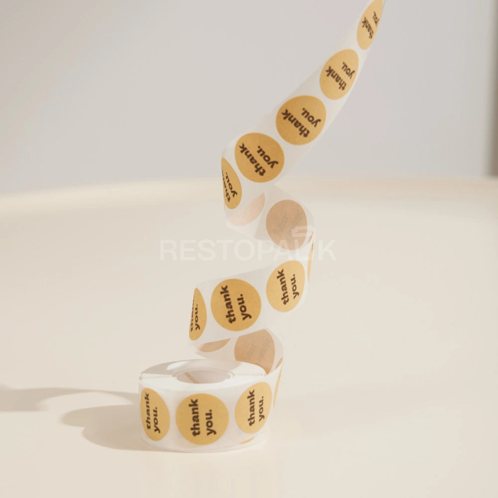 Thank You Lettering Kraft Paper Seal Sticker Roll - 500/Roll