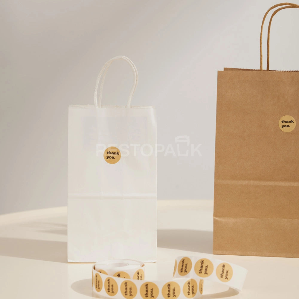 Thank You Lettering Kraft Paper Seal Sticker Roll - 500/Roll