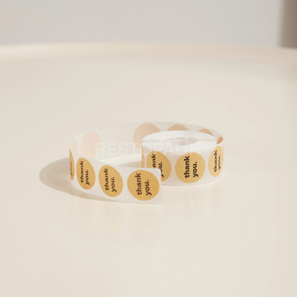 Thank You Lettering Kraft Paper Seal Sticker Roll - 500/Roll