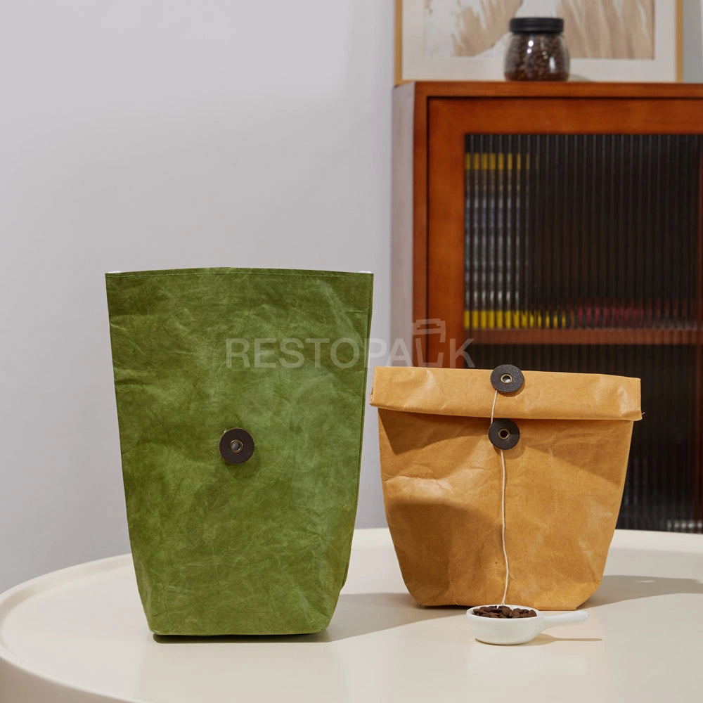 5 5/16" × 3 15/16" × 7 1/2" Tyvek Paper Tote Bag with Handles