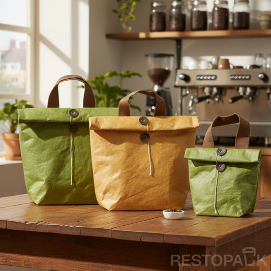 9 1/16" × 3 15/16" × 11 13/16" Tyvek Paper Tote Bag with Handles