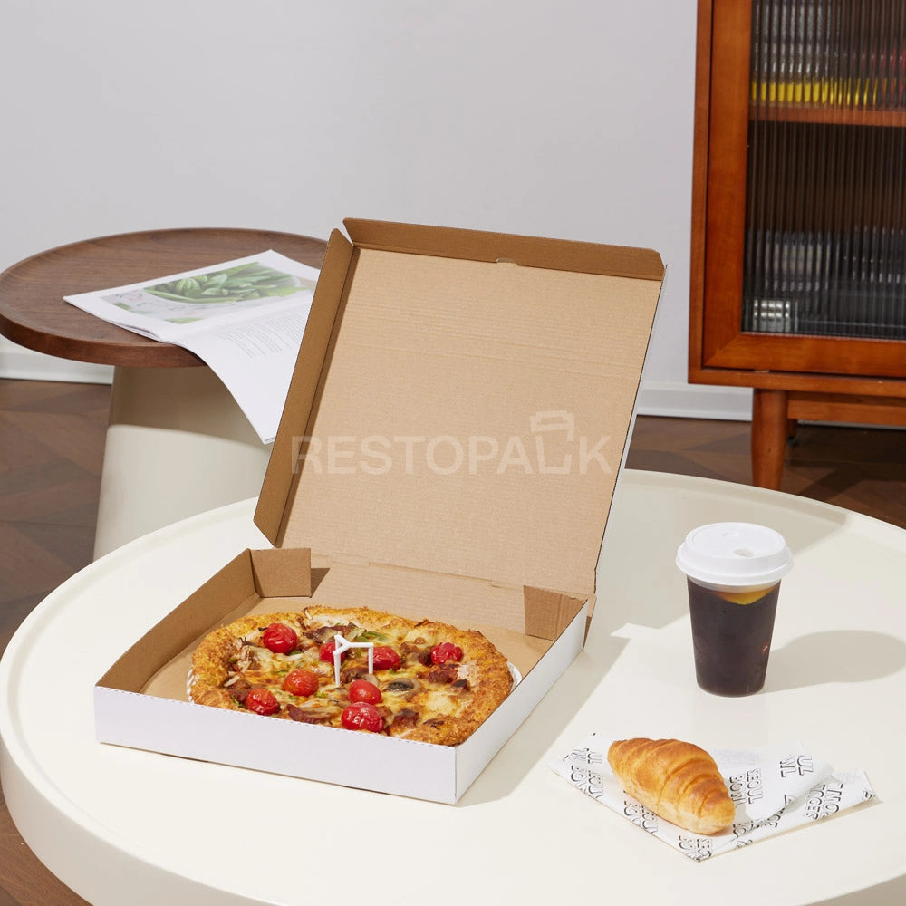 7" x 7" White Corrugated Plain Pizza Box