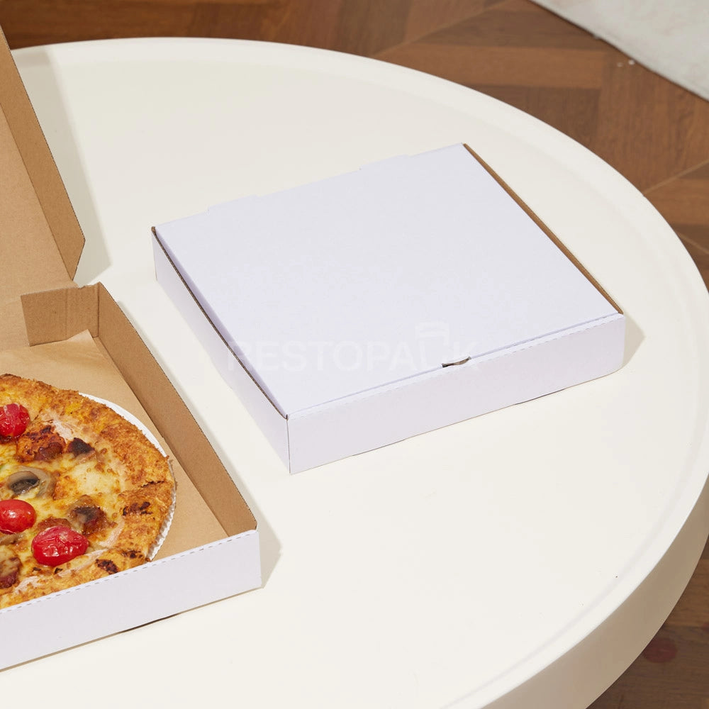 7" x 7" White Corrugated Plain Pizza Box