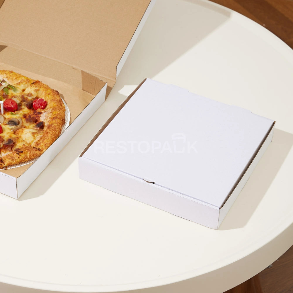 7" x 7" White Corrugated Plain Pizza Box
