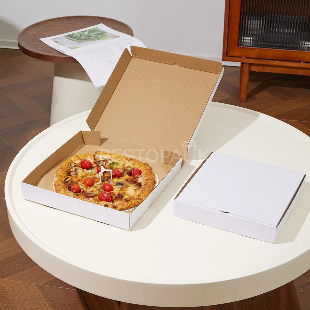 7" x 7" White Corrugated Plain Pizza Box