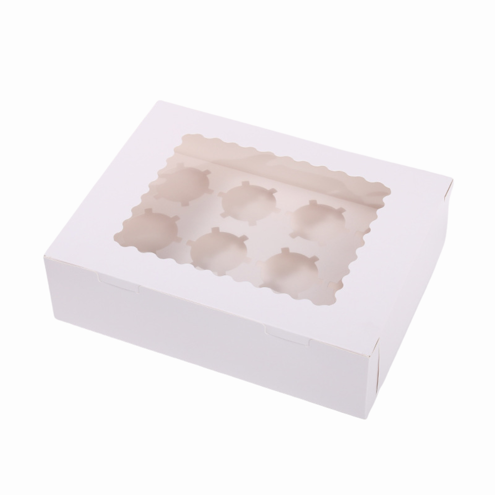 White Window Cupcake / Muffin Box with 12 Slot Insert