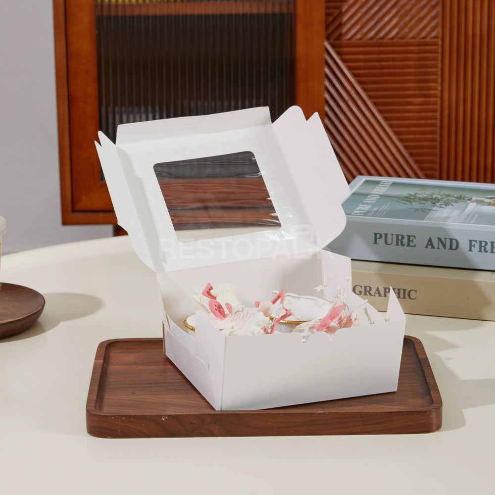 White Window Cupcake / Muffin Box with 4 Slot Insert