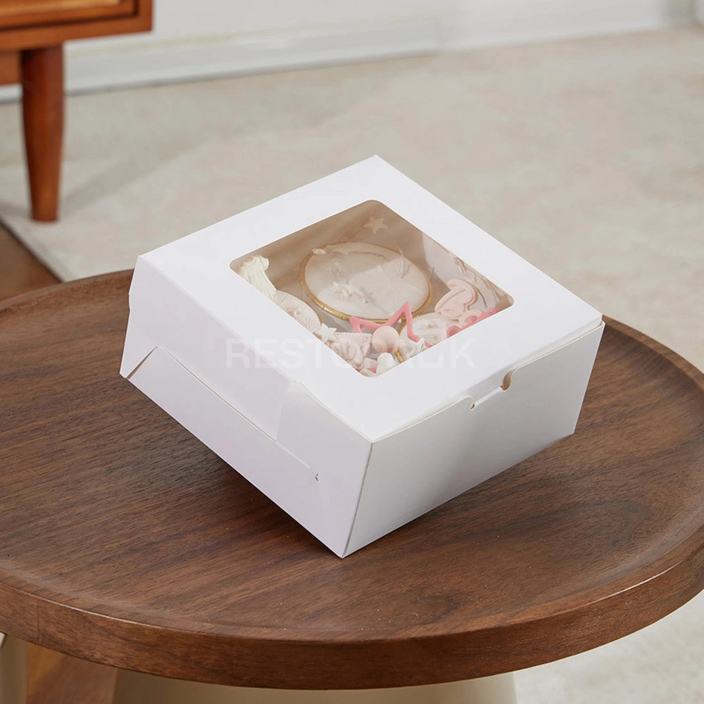 White Window Cupcake / Muffin Box with 4 Slot Insert