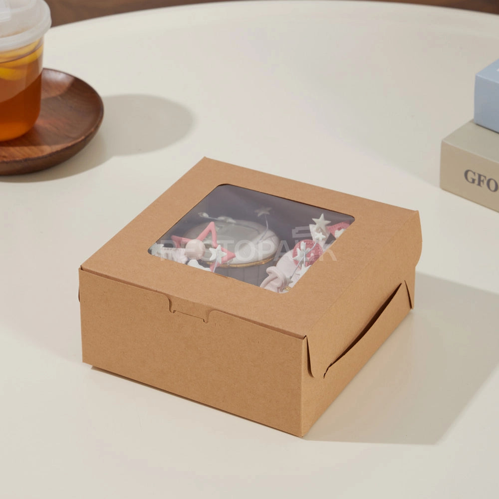 Kraft Window Cupcake / Muffin Box with 4 Slot Insert