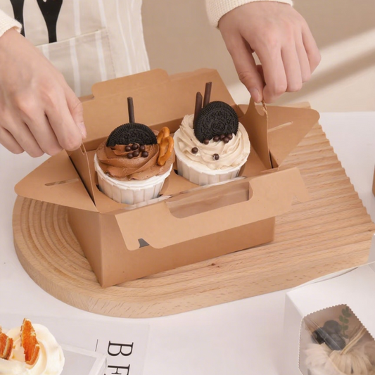 Window Takeout Box with 2-Slot Insert and Handle