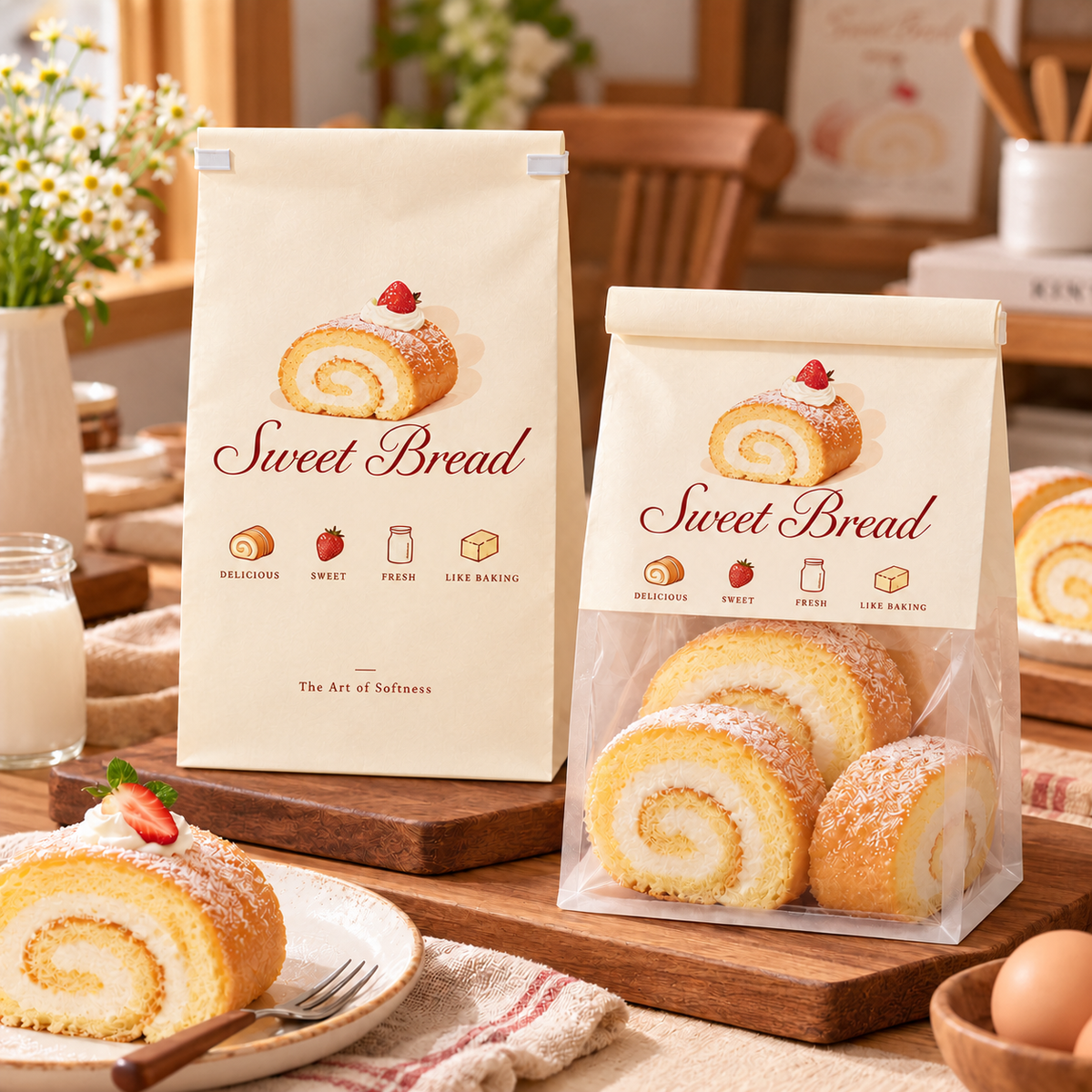 Custom Paper Bakery Bags with Window