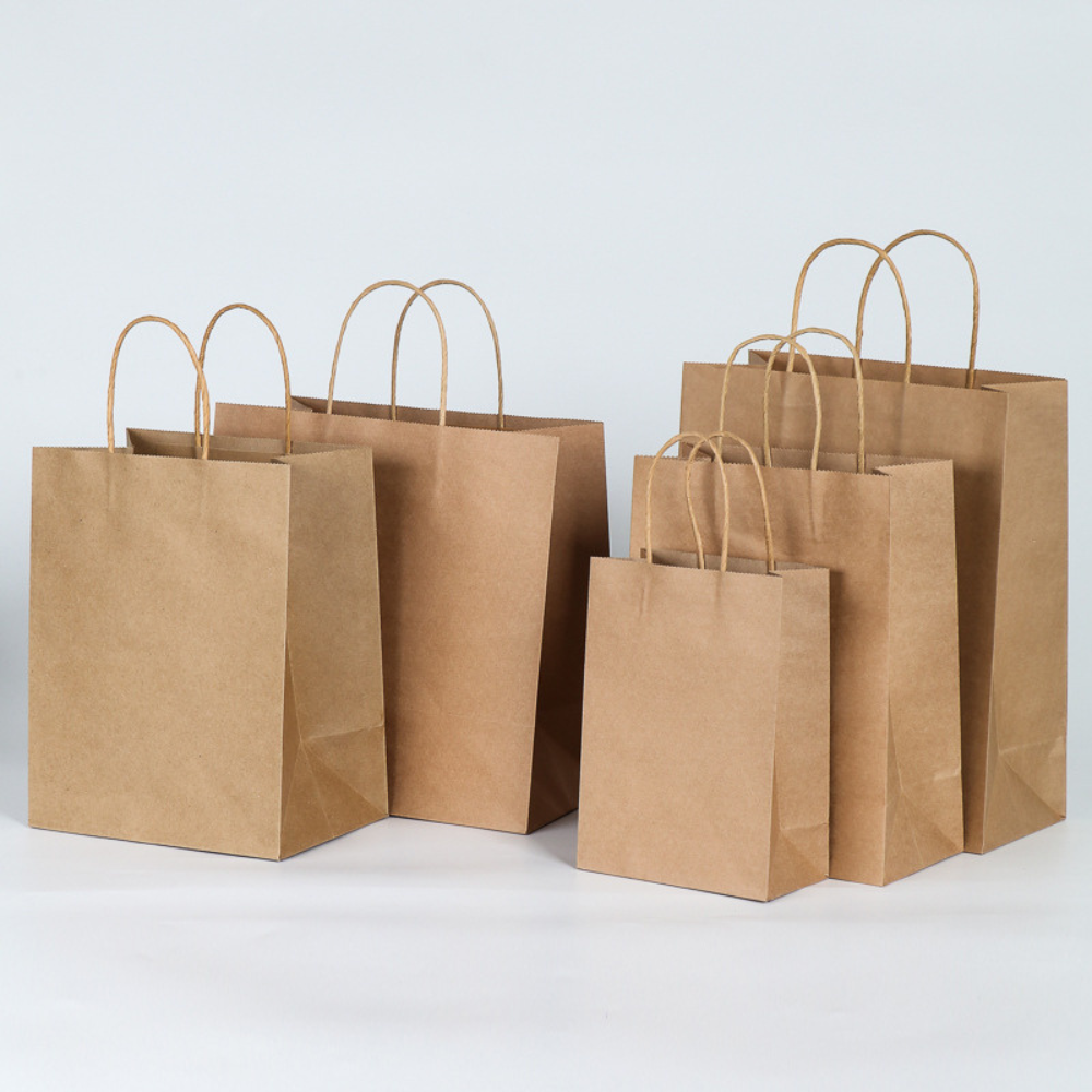 10 3/16" × 4 11/16" × 12 3/16" Tall Brown Kraft Paper Bag with Handles