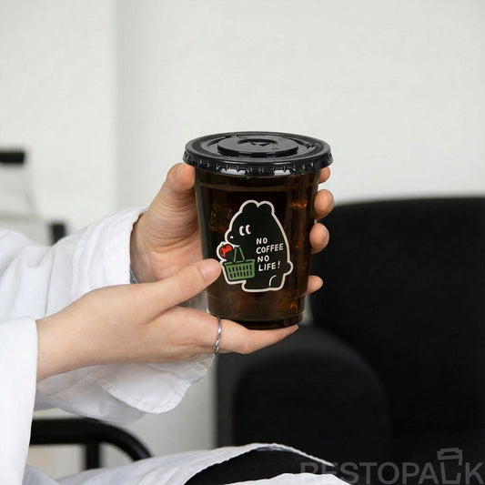 Custom Black Flat-Bottom Cold Drink Cups – Multicolor Printing