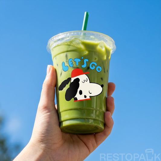 Custom Clear Flat-Bottom Cold Drink Cups – Multicolor Printing