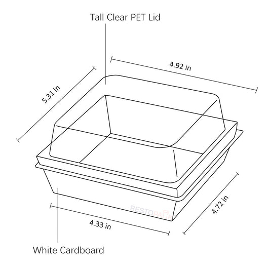 Large Square Cake Bakery Box with Clear PET Lid
