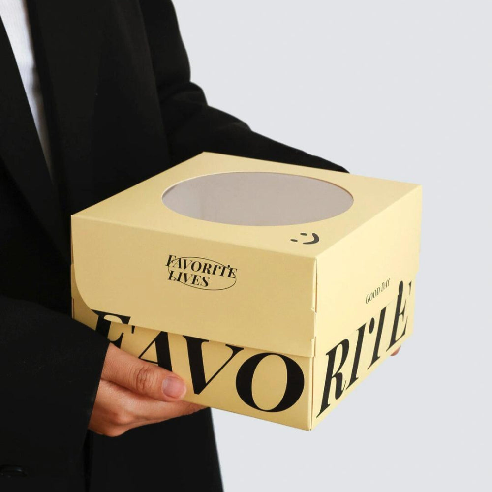 Elegant Creamy Window Cake Box Packaging