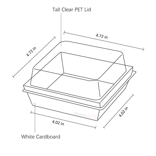 Medium Square Cake Bakery Box with Clear PET Lid